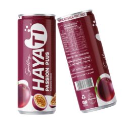 Hayati Passion Plus Sparkling Fruit Soft Drink | 20% Real Passion Fruit Juice | 250ML
