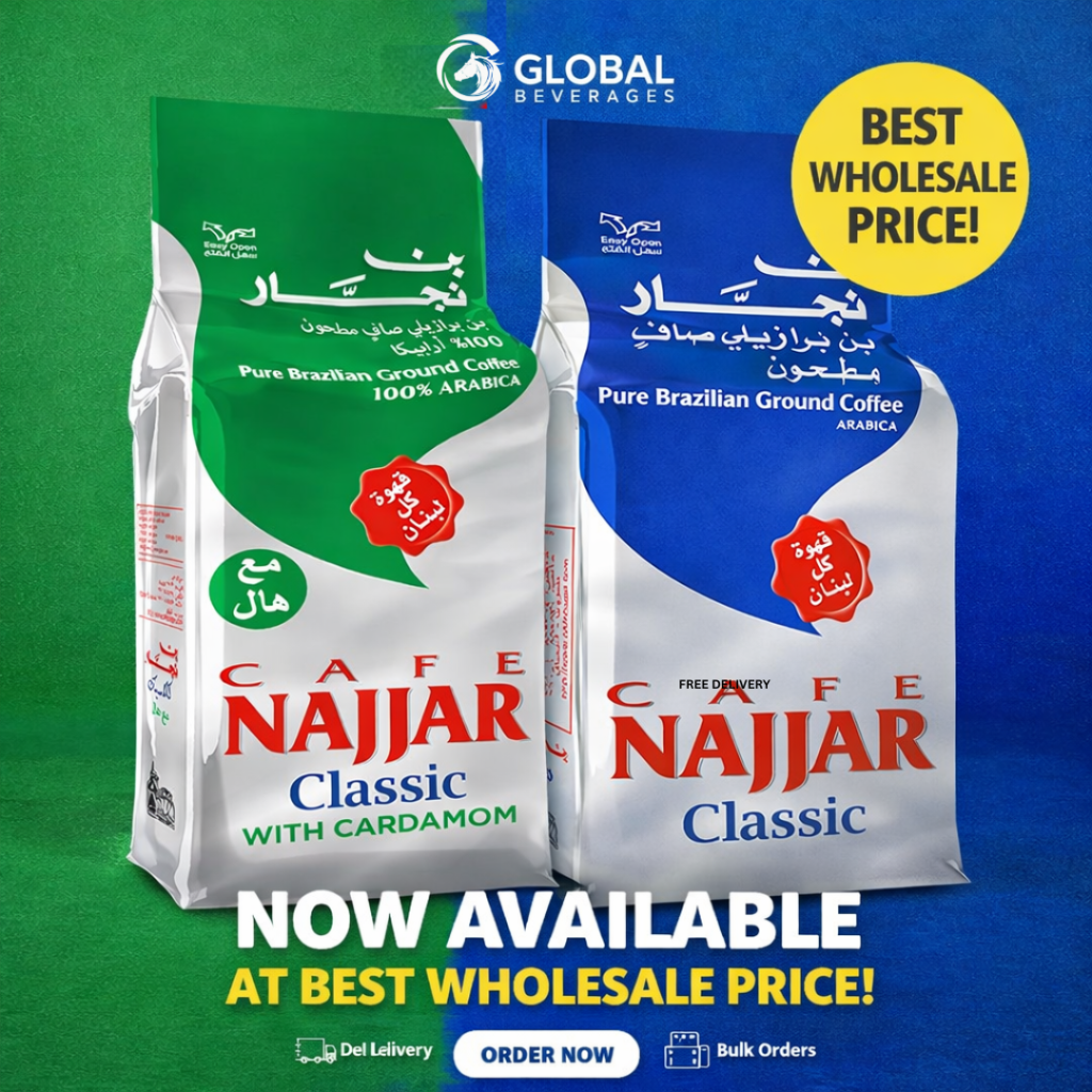 Buy Café Najjar Classic & Cardamom coffee at best wholesale prices in Dubai & UAE. Ideal for supermarkets, traders, cafés & bulk buyers.