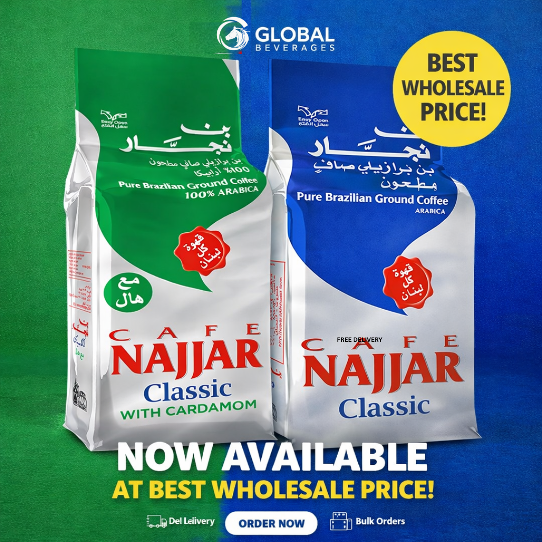 Buy Café Najjar Classic & Cardamom coffee at best wholesale prices in Dubai & UAE. Ideal for supermarkets, traders, cafés & bulk buyers.