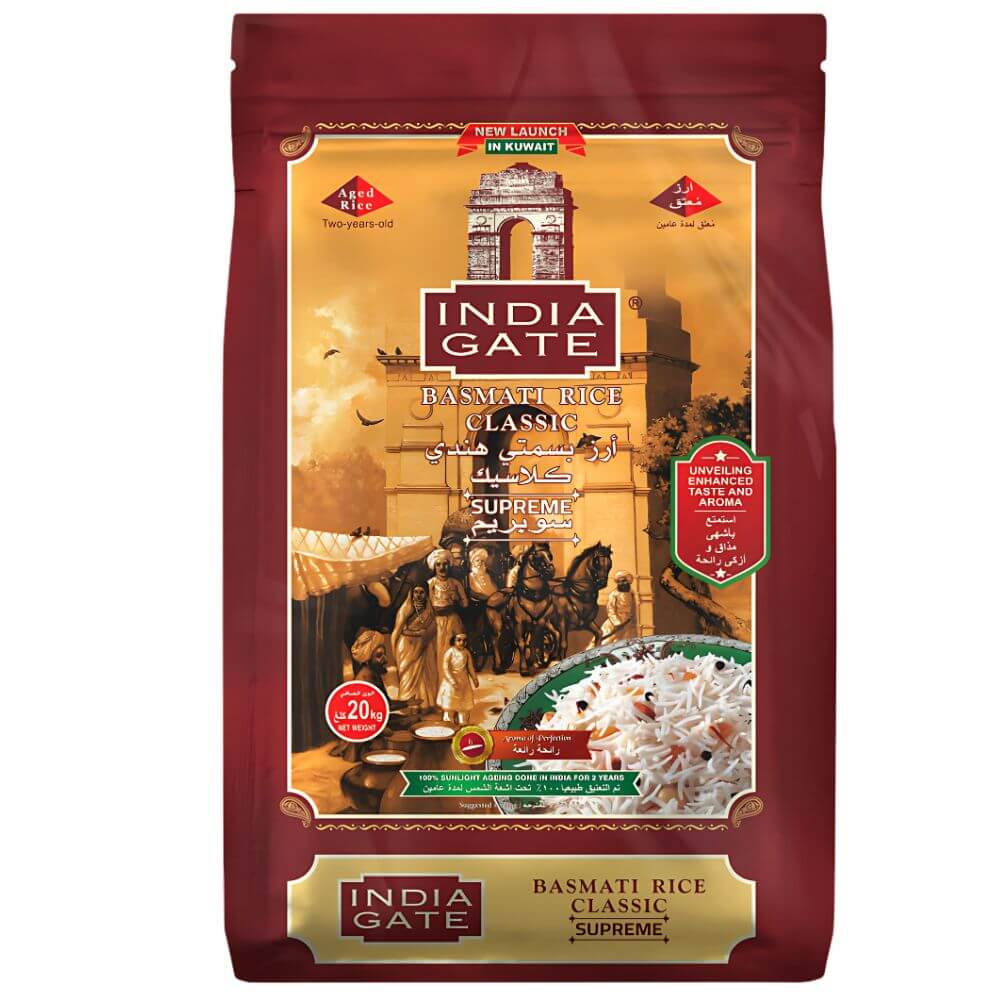 Indian-Gate-basmati-rice-20-kg India Gate Basmati Rice Classic 20kg is a top-tier product to make your rice dishes alleviate in taste and texture.
