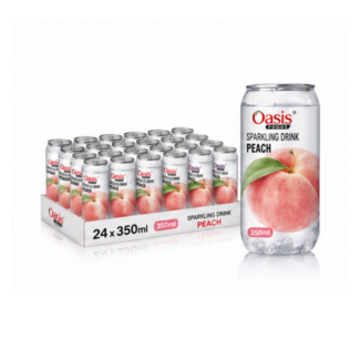 Oasis Peach Sparkling Drink 350ml x 24 cans